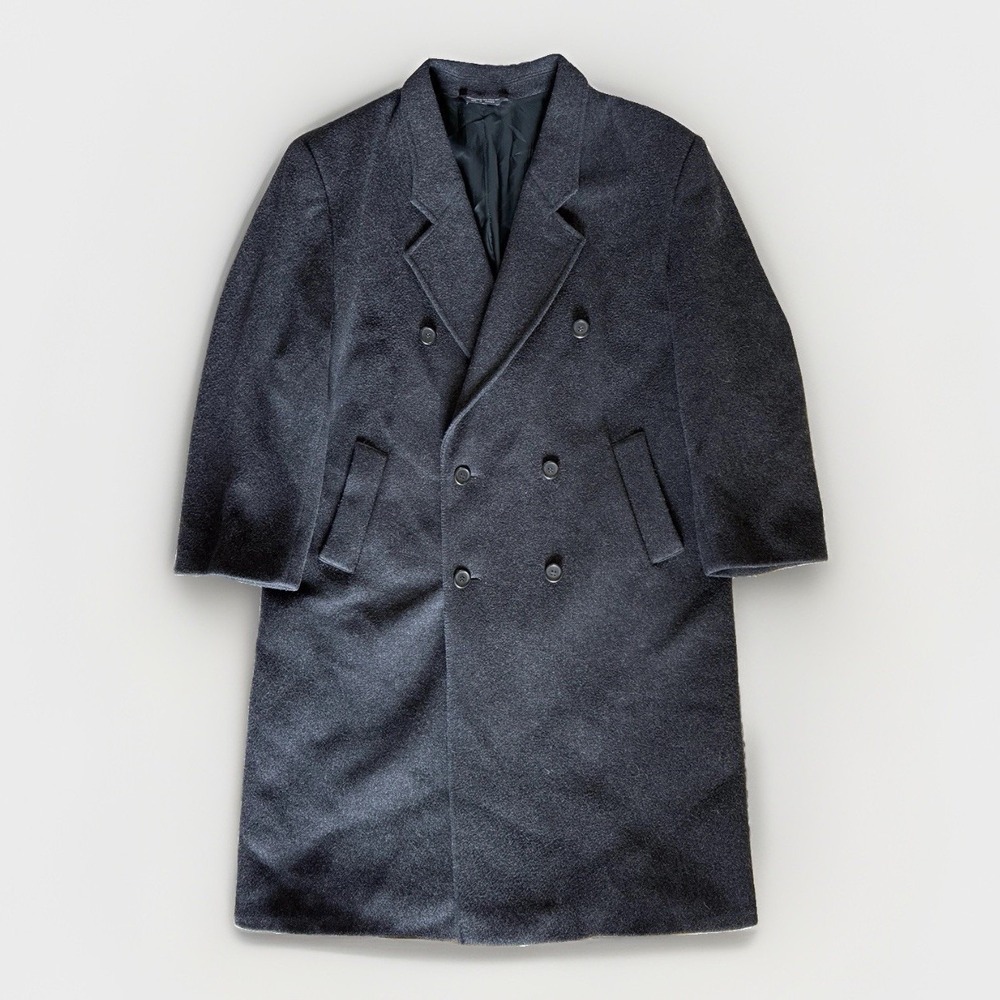 VTG Wool Cashmere Blend Overcoat L (Tag: 42) Slovakia Gray Double Breasted Coat